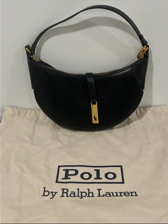 Polo Ralph Lauren Handbags - Polo by Ralph Lauren Black Leather Crescent Shoulder Bag